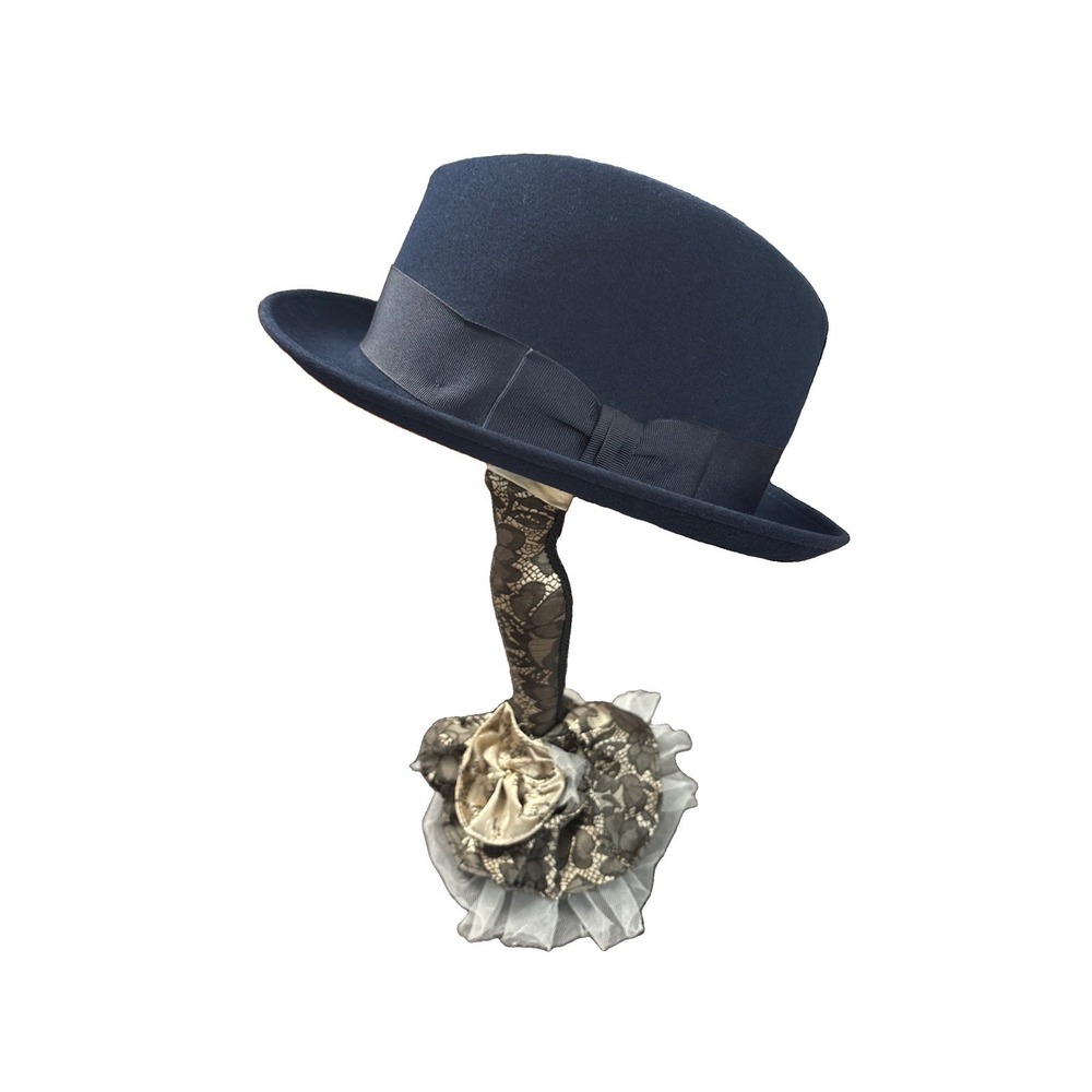 Dobbs Men's Fedora Hat 7 Navy Blue Wool Felt Randall Stingy Brim Quiet Luxury